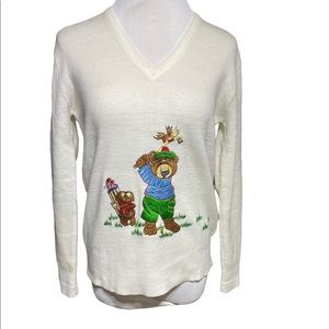 ANDRENO ARGENTI Novelty Golf Embroidered Sweater White Size M